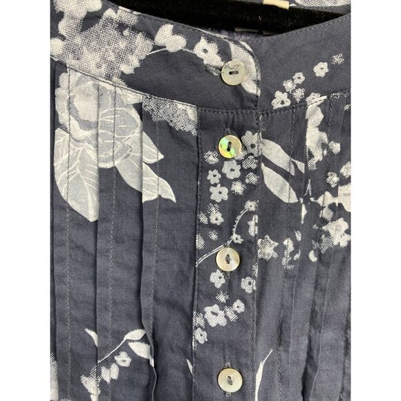 Soft Surroundings Tuberosa Floral Print Roll Tab Sleeve Gray Top Size XS Cotton - Picture 9 of 10